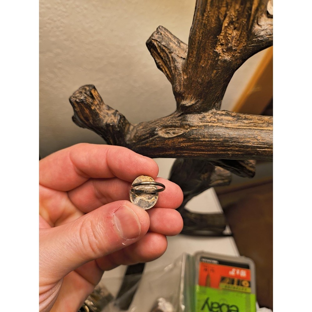 Old Sterling Silver And Turquoise Ring Size 4 And 1/2 - Picture 4 of 5